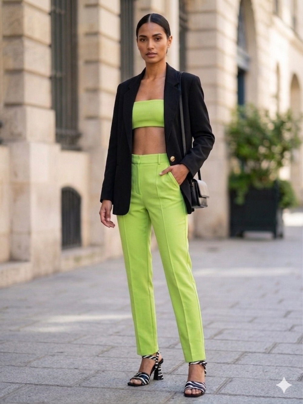 Superdown Green Two-Piece Set | Strapless Micro Crop Top & High-Waisted Trousers - Picture 12 of 12